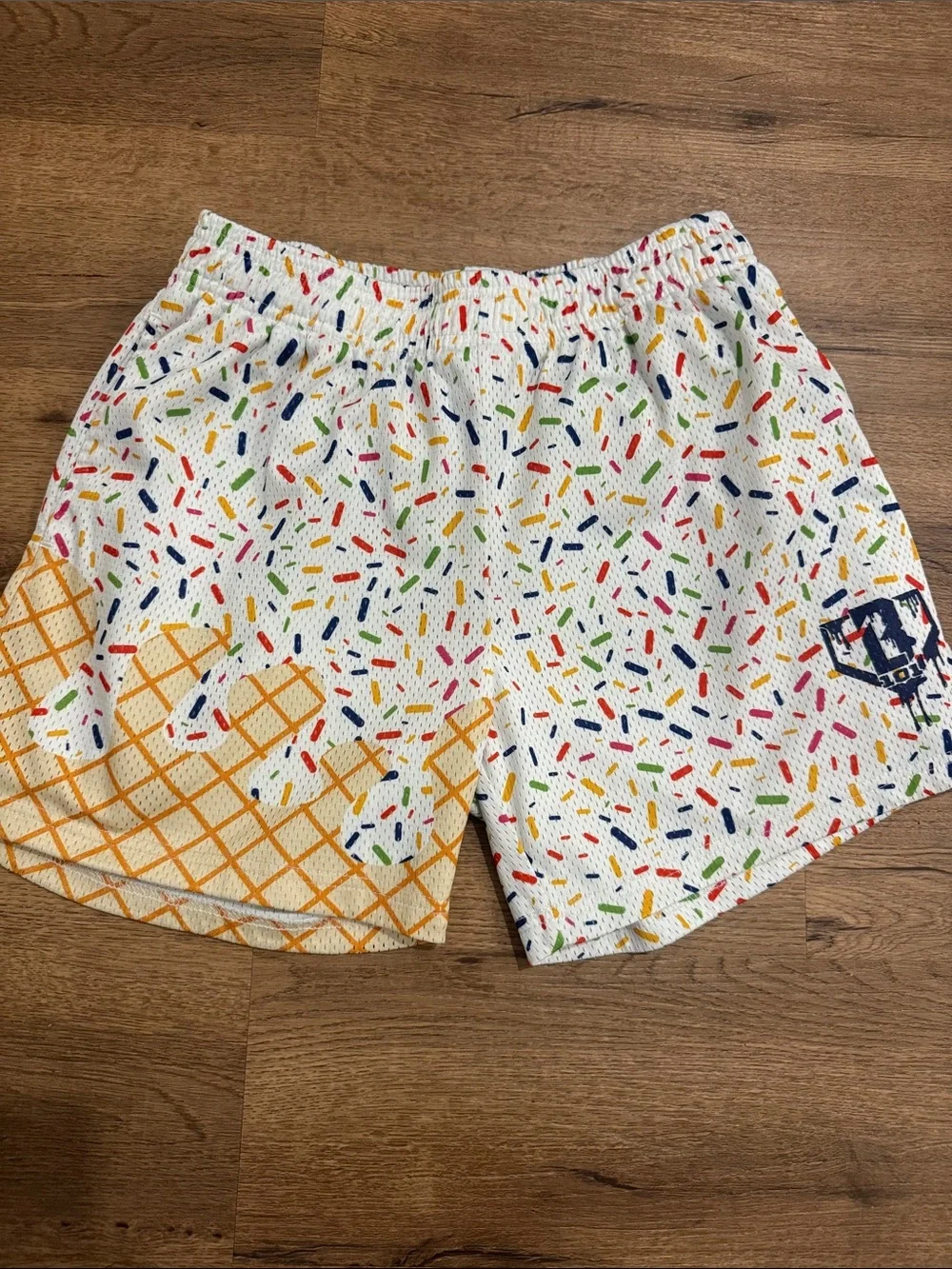 Baseball101 Men's White Ice Cream Sprinkle Athletic Shorts